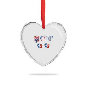 Patriotic Twin Mom Announcement American Flag Gift Heart Crystal Glass Ornament TS12 Print Your Wear