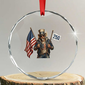 Patriotic Uncle Sam Celebrating 250 Years America Crystal Glass Ornament TS12 Transparent Glass 3'' Circle Print Your Wear