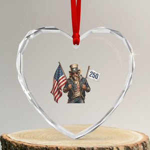 Patriotic Uncle Sam Celebrating 250 Years America Heart Crystal Glass Ornament TS12 Transparent Glass 3'' Heart Print Your Wear