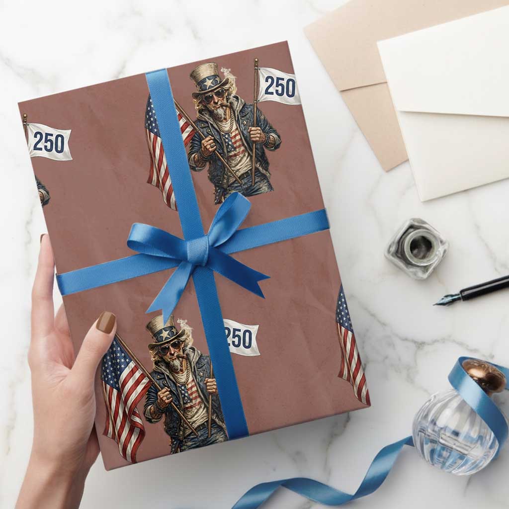 Patriotic Uncle Sam Celebrating 250 Years America Wrapping Paper Roll TS12 Mocha Print Your Wear