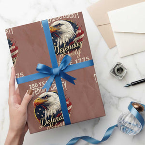 Patriotic USA Army Military 250th Anniversary Wrapping Paper Roll 250 Years Of Defending Liberty Since 1775 TS11 Mocha Print Your Wear