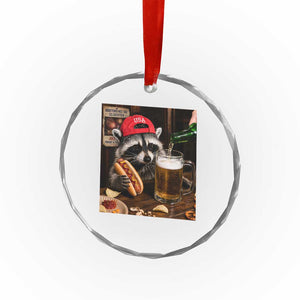 Patriotic USA Raccoon Drinking Beer Crystal Glass Ornament 4th of July Meme