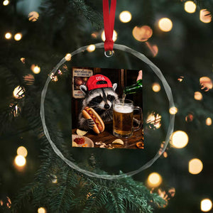 Patriotic USA Raccoon Drinking Beer Crystal Glass Ornament 4th of July Meme