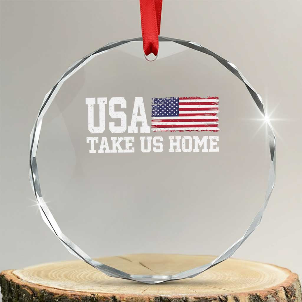 Patriotic USA Soccer Fan Crystal Glass Ornament Take Us Home Game Day TS12 Transparent Glass 3'' Circle Print Your Wear