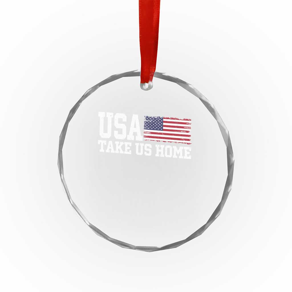 Patriotic USA Soccer Fan Crystal Glass Ornament Take Us Home Game Day