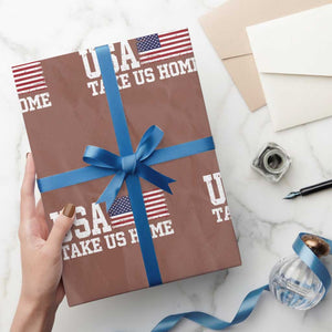 Patriotic USA Soccer Fan Wrapping Paper Roll Take Us Home Game Day TS12 Mocha Print Your Wear