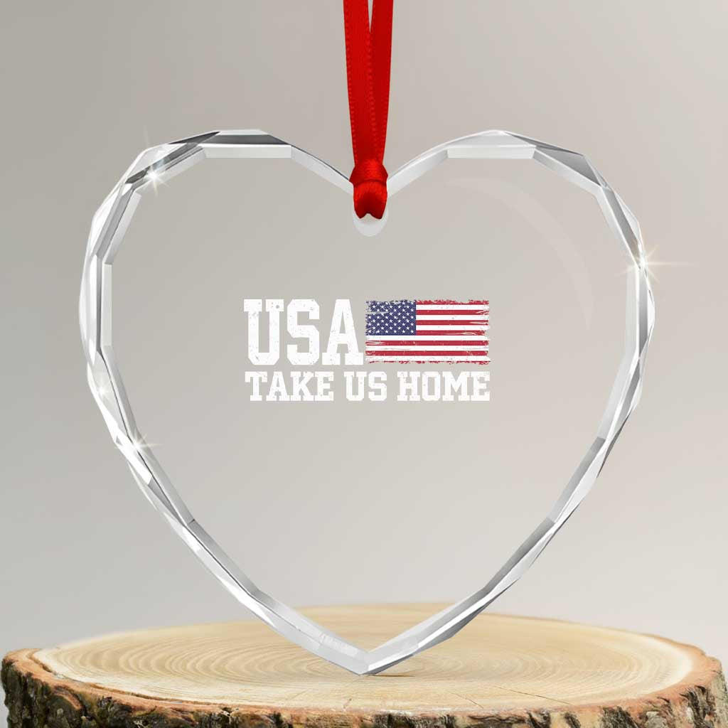 Patriotic USA Soccer Fan Heart Crystal Glass Ornament Take Us Home Game Day TS12 Transparent Glass 3'' Heart Print Your Wear