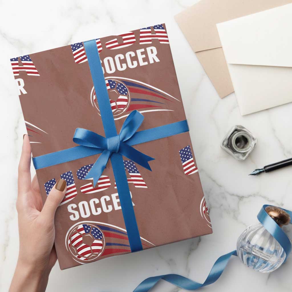 Patriotic USA Soccer Stars and Stripes Graphic Wrapping Paper Roll American Football Fan Game Day Spirit