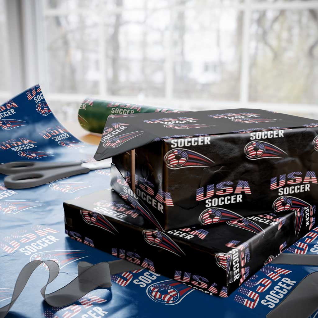Patriotic USA Soccer Stars and Stripes Graphic Wrapping Paper Roll American Football Fan Game Day Spirit