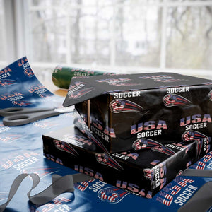 Patriotic USA Soccer Stars and Stripes Graphic Wrapping Paper Roll American Football Fan Game Day Spirit