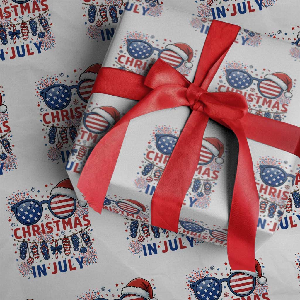 Patriotic USA Sunglasses Christmas In July Graphic Wrapping Paper Roll