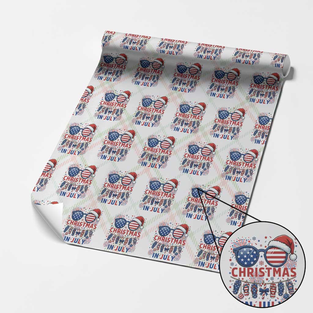Patriotic USA Sunglasses Christmas In July Graphic Wrapping Paper Roll