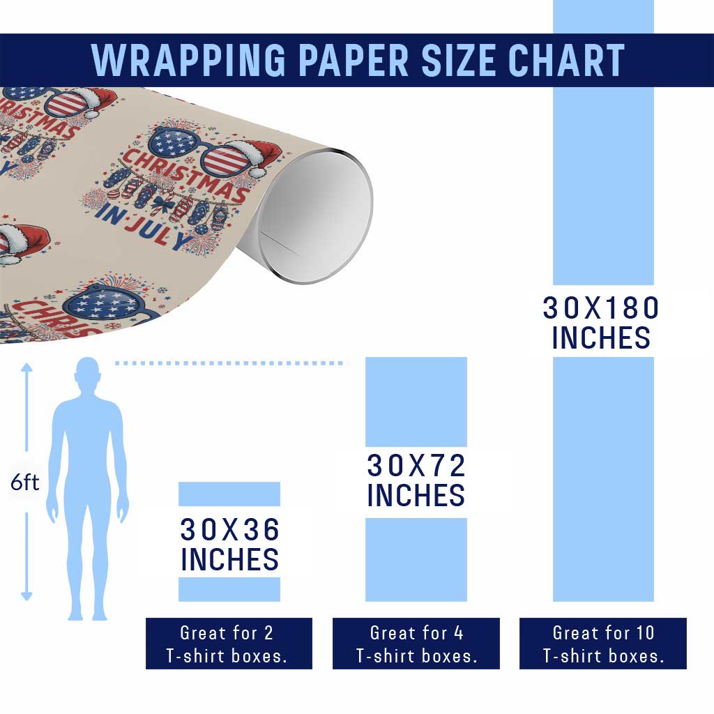 Patriotic USA Sunglasses Christmas In July Graphic Wrapping Paper Roll