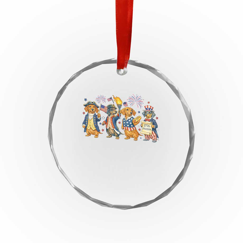 Patriotic Wiener Dog 250th Anniversary Crystal Glass Ornament Dachshund Lover Gift TS12 Print Your Wear