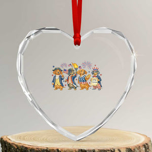 Patriotic Wiener Dog 250th Anniversary Heart Crystal Glass Ornament Dachshund Lover Gift TS12 Transparent Glass 3'' Heart Print Your Wear