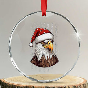Patriotic Xmas Crystal Glass Ornament Santa Bald Eagle USA Flag Xmas TS09 Transparent Glass 3'' Circle Print Your Wear