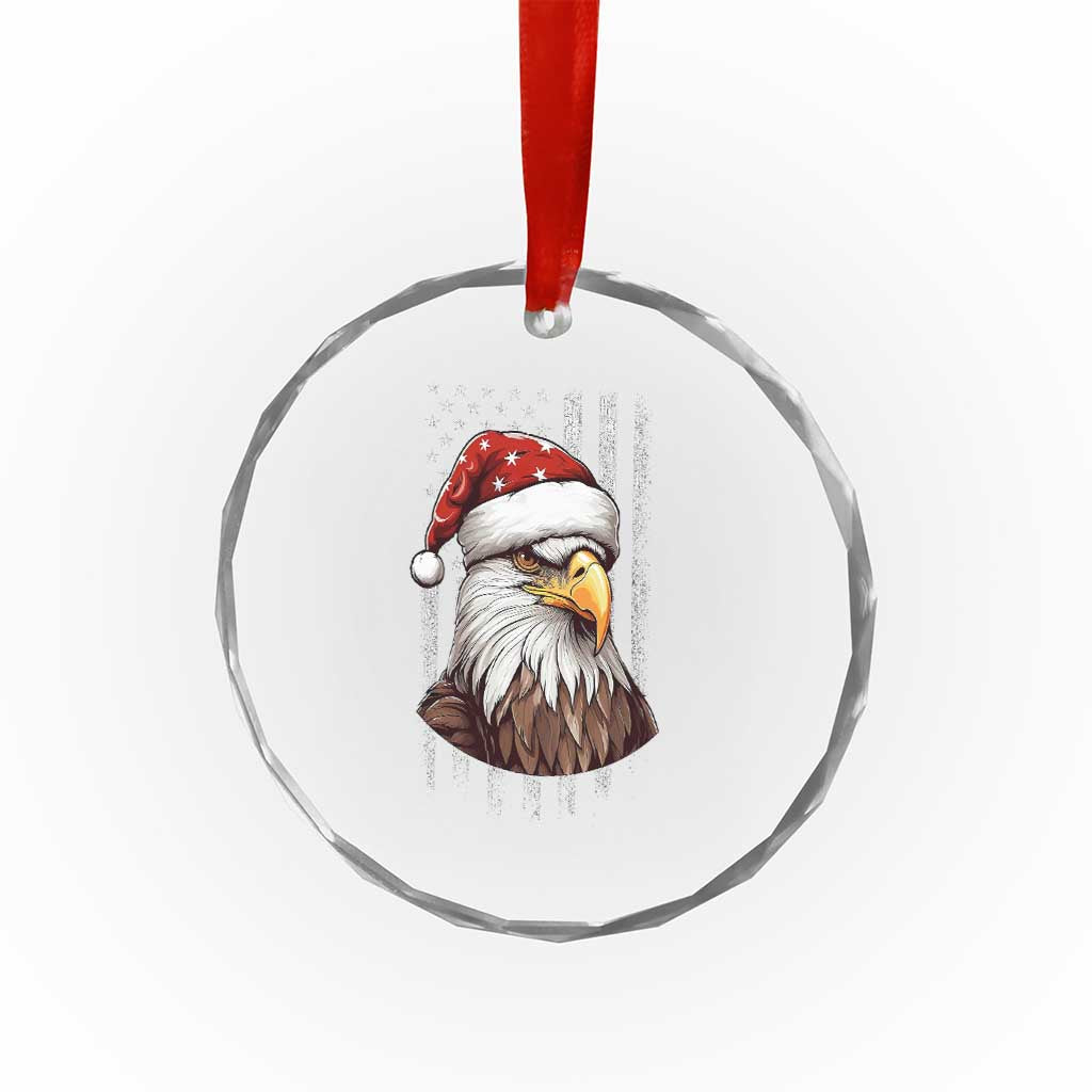 Patriotic Xmas Crystal Glass Ornament Santa Bald Eagle USA Flag Xmas TS09 Print Your Wear
