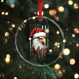 Patriotic Xmas Crystal Glass Ornament Santa Bald Eagle USA Flag Xmas TS09 Print Your Wear