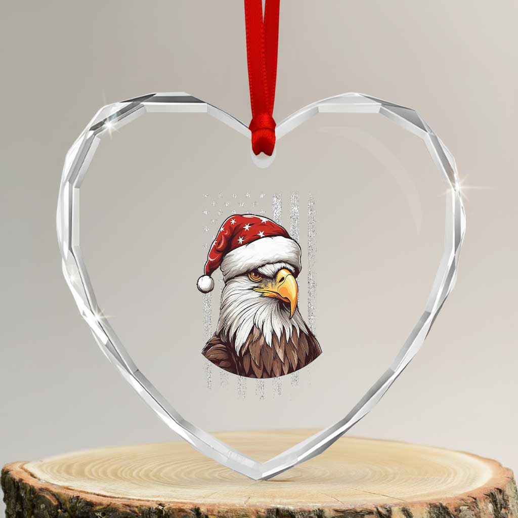 Patriotic Xmas Heart Crystal Glass Ornament Santa Bald Eagle USA Flag Xmas TS09 Transparent Glass 3'' Heart Print Your Wear