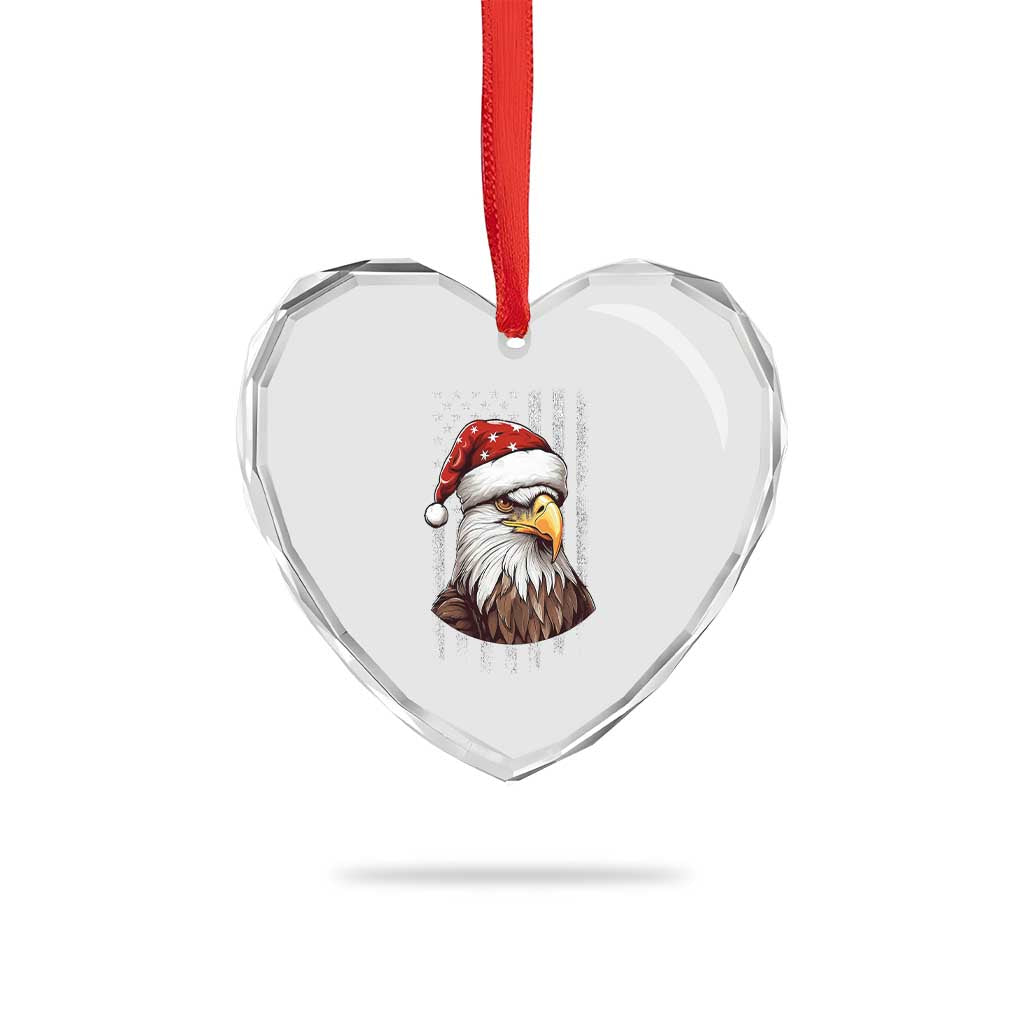 Patriotic Xmas Heart Crystal Glass Ornament Santa Bald Eagle USA Flag Xmas TS09 Print Your Wear