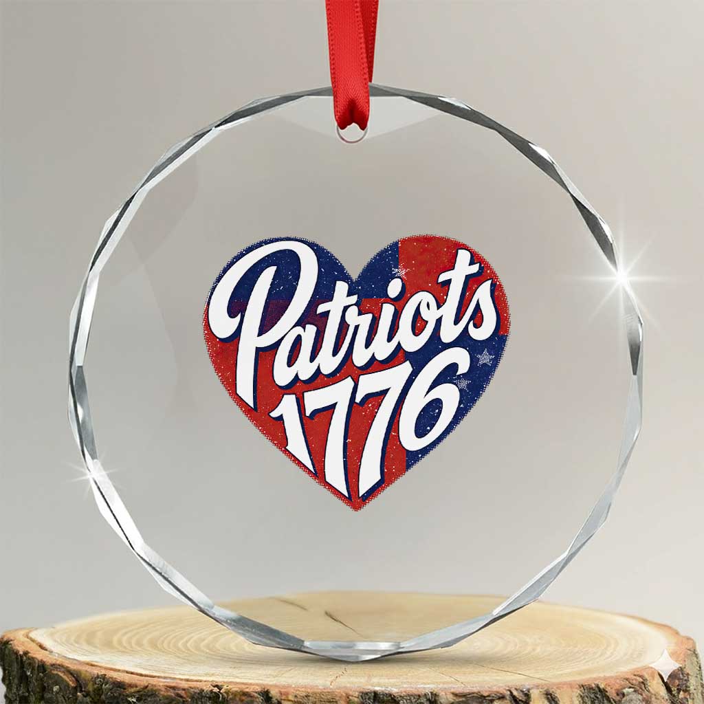 Patriots 1776 Red and Blue Heart Crystal Glass Ornament Classic Patriotic Sports Fan Style TS02 Transparent Glass 3'' Circle Print Your Wear