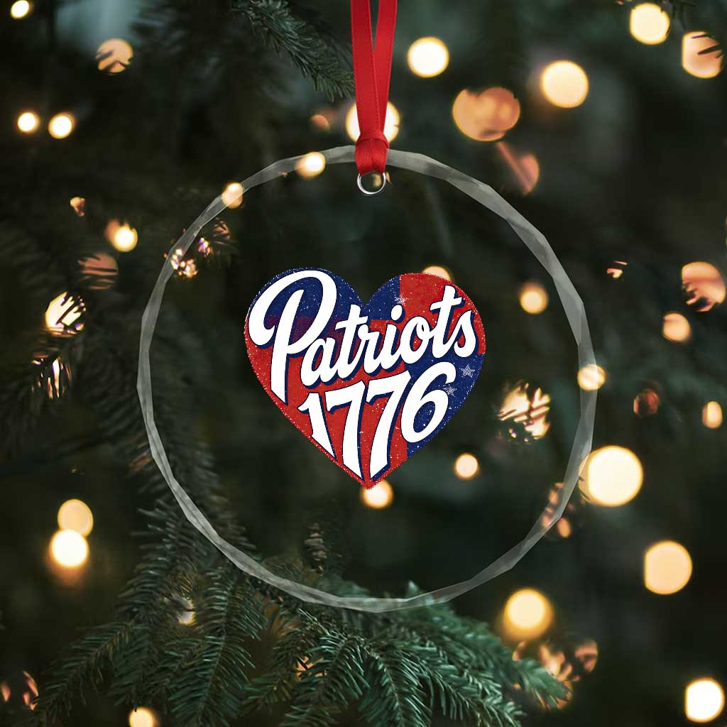 Patriots 1776 Red and Blue Heart Crystal Glass Ornament Classic Patriotic Sports Fan Style TS02 Print Your Wear