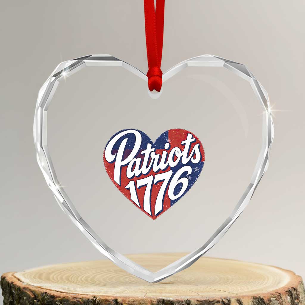 Patriots 1776 Red and Blue Heart Heart Crystal Glass Ornament Classic Patriotic Sports Fan Style TS02 Transparent Glass 3'' Heart Print Your Wear