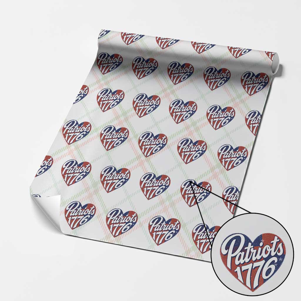 Patriots 1776 Red and Blue Heart Wrapping Paper Roll Classic Patriotic Sports Fan Style TS02 Christmas Plaid Print Your Wear