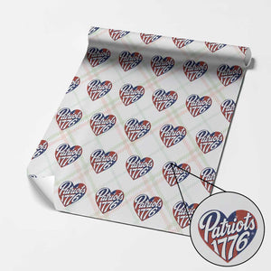 Patriots 1776 Red and Blue Heart Wrapping Paper Roll Classic Patriotic Sports Fan Style TS02 Christmas Plaid Print Your Wear