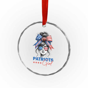 Patriots Girl Crystal Glass Ornament Funny Sport Fan New England Game Day Messy Bun TS11 Print Your Wear