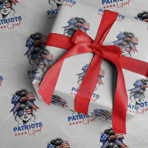 Patriots Girl Wrapping Paper Roll Funny Sport Fan New England Game Day Messy Bun TS11 White Print Your Wear