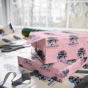 Patriots Girl Wrapping Paper Roll Funny Sport Fan New England Game Day Messy Bun TS11 Light Pink Print Your Wear