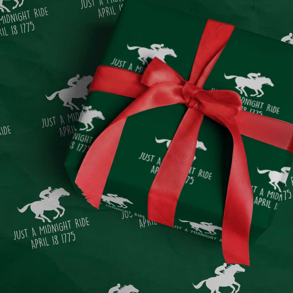 Paul Revere American History Wrapping Paper Roll Just A Midnight Ride April 18 1775 TS02 Green Print Your Wear