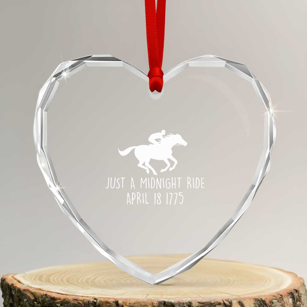 Paul Revere American History Heart Crystal Glass Ornament Just A Midnight Ride April 18 1775