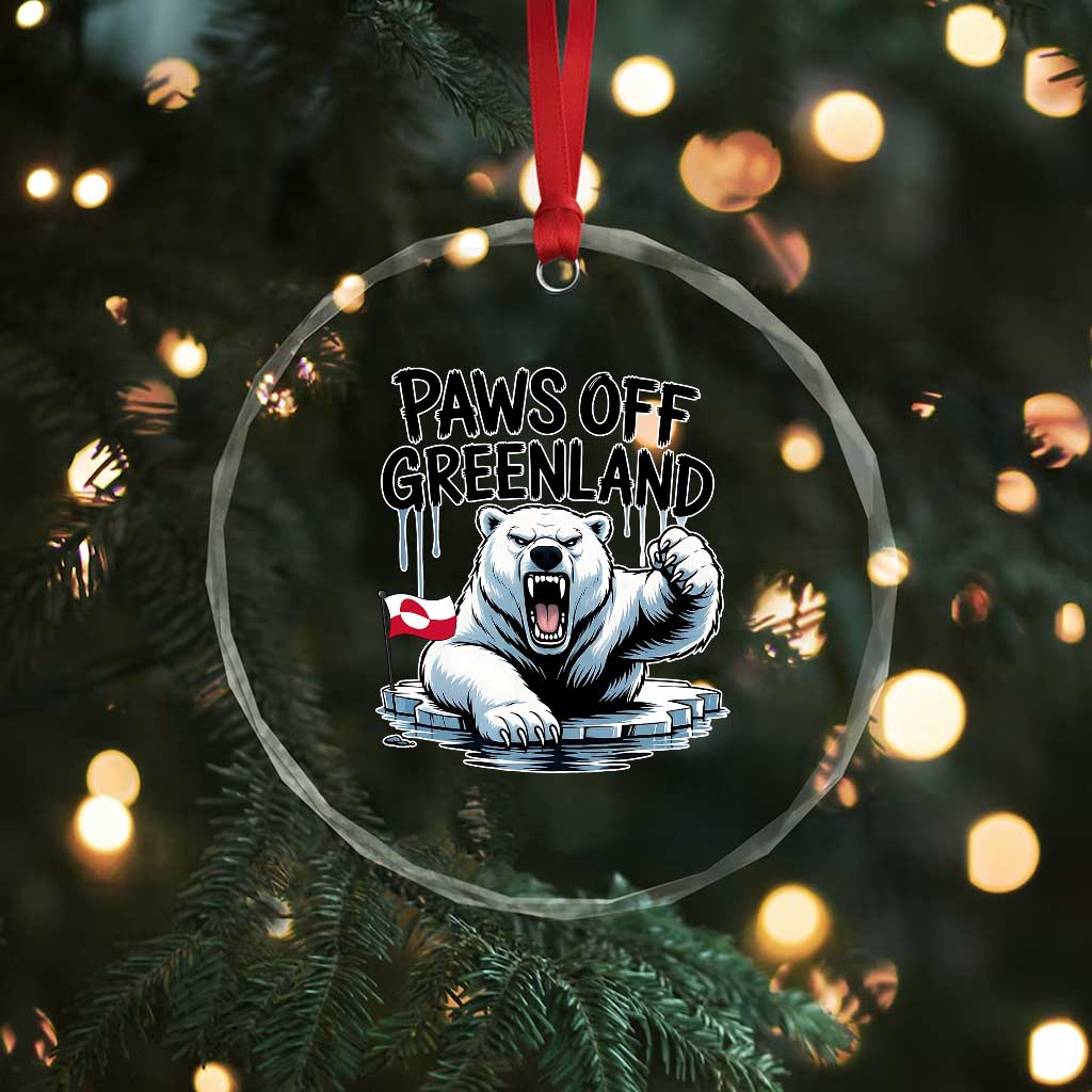 Paws Off Greenland Crystal Glass Ornament Resist Polar Bear Political Satire TS11 Print Your Wear