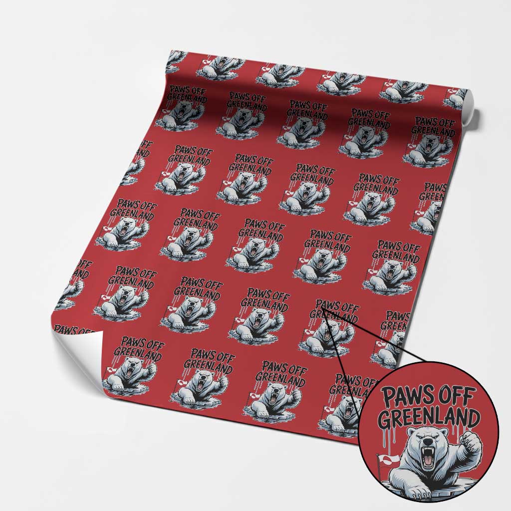 Paws Off Greenland Wrapping Paper Roll Resist Polar Bear Political Satire TS11 Red Print Your Wear
