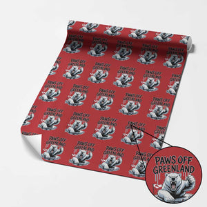 Paws Off Greenland Wrapping Paper Roll Resist Polar Bear Political Satire TS11 Red Print Your Wear