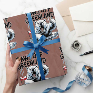 Paws Off Greenland Wrapping Paper Roll Resist Polar Bear Political Satire TS11 Mocha Print Your Wear