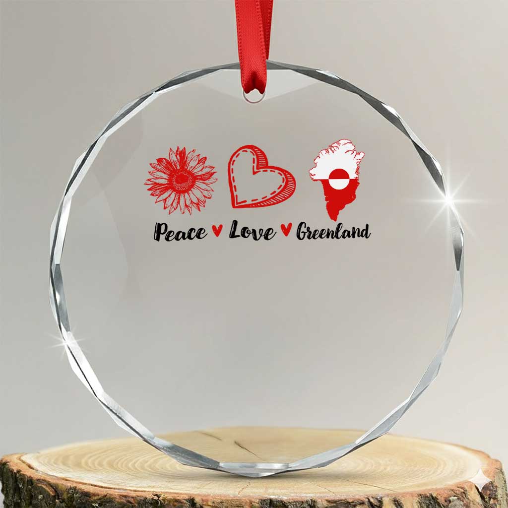 Peace Love Greenland Crystal Glass Ornament Sunflower Flag Stand With Greenland TS10 Transparent Glass 3'' Circle Print Your Wear