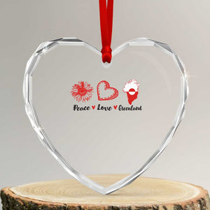 Peace Love Greenland Heart Crystal Glass Ornament Sunflower Flag Stand With Greenland TS10 Transparent Glass 3'' Heart Print Your Wear