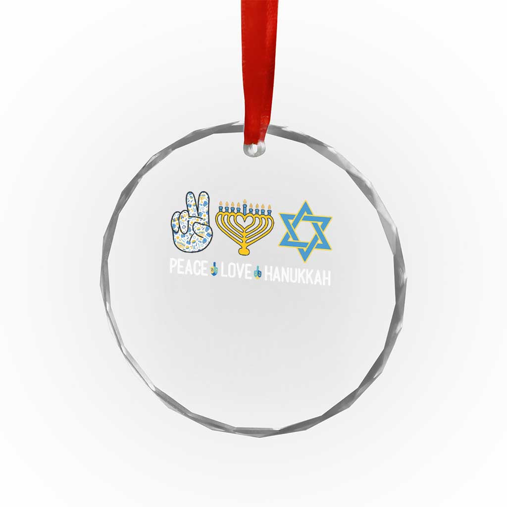 Peace Love Hanukkah Crystal Glass Ornament Retro Chanukah Jewish Menorah Star of David TS02 Print Your Wear