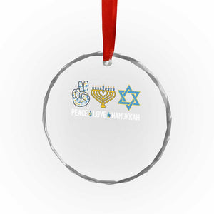 Peace Love Hanukkah Crystal Glass Ornament Retro Chanukah Jewish Menorah Star of David TS02 Print Your Wear