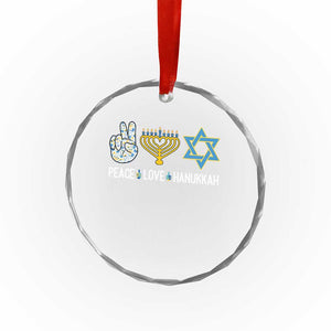 Peace Love Hanukkah Crystal Glass Ornament Retro Chanukah Jewish Menorah Star of David TS02 Print Your Wear