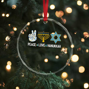Peace Love Hanukkah Crystal Glass Ornament Retro Chanukah Jewish Menorah Star of David TS02 Print Your Wear