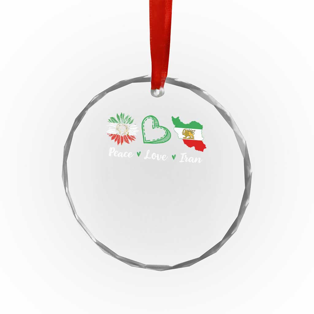 Peace Love Iran Crystal Glass Ornament Sunflower Flag TS10 Print Your Wear