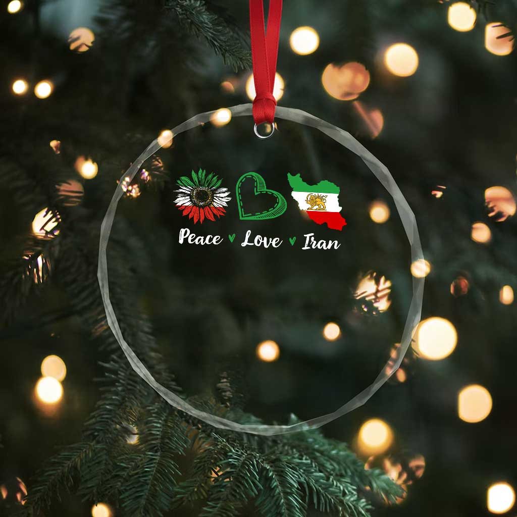 Peace Love Iran Crystal Glass Ornament Sunflower Flag TS10 Print Your Wear