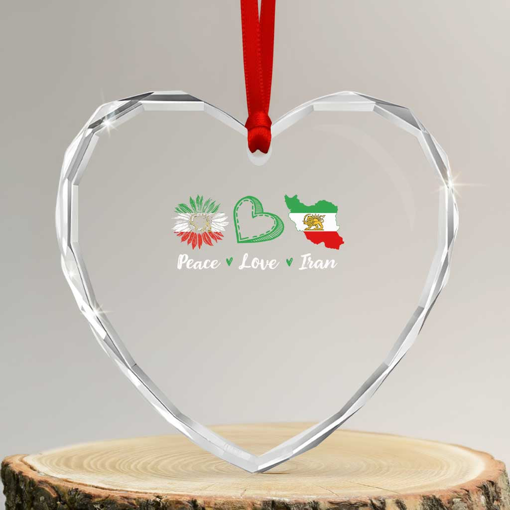 Peace Love Iran Heart Crystal Glass Ornament Sunflower Flag TS10 Transparent Glass 3'' Heart Print Your Wear