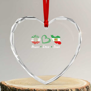 Peace Love Iran Heart Crystal Glass Ornament Sunflower Flag TS10 Transparent Glass 3'' Heart Print Your Wear