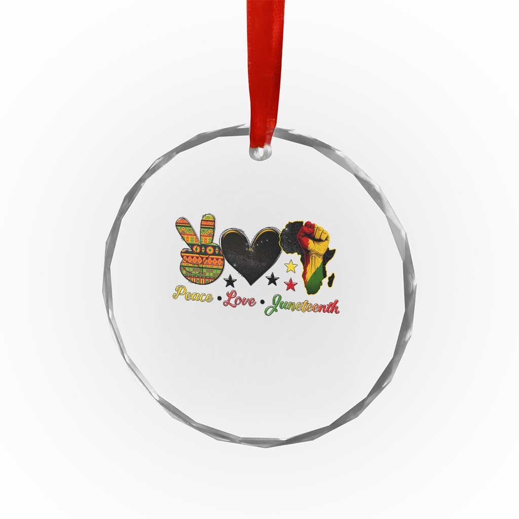 Peace Love Juneteenth Crystal Glass Ornament 1865 Heart Kente Peace Sign Africa Fist TS02 Print Your Wear
