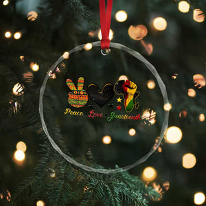 Peace Love Juneteenth Crystal Glass Ornament 1865 Heart Kente Peace Sign Africa Fist - Print Your Wear